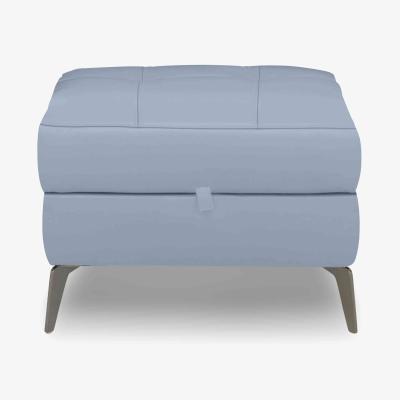 Furniture Village Lecce Leather Storage Footstool - Pearl Blue