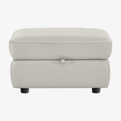 Furniture Village Compact Collection Medio NC Leather Storage Footstool - Frost