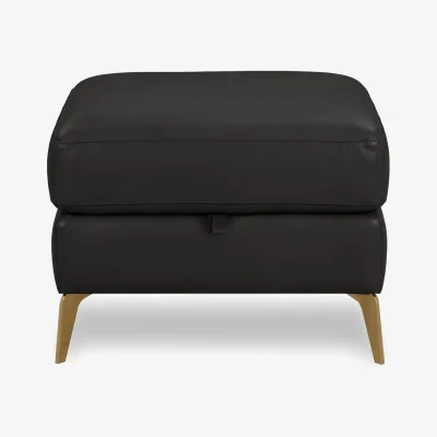 Furniture Village World of Leather - Eclipse Leather Storage Footstool - Black