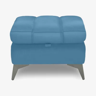 Furniture Village Angelo Leather Storage Footstool - Blu