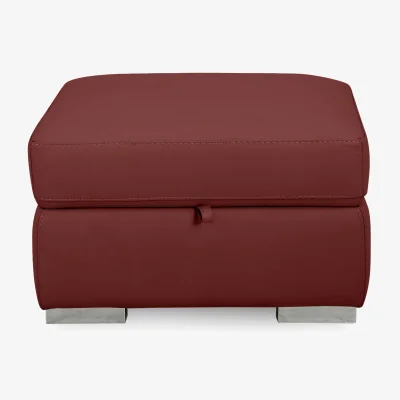 Furniture Village World of Leather - Edison Leather Storage Footstool - Deep Red