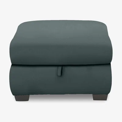 Furniture Village Nixon BV Leather Storage Footstool - BV Lake Green