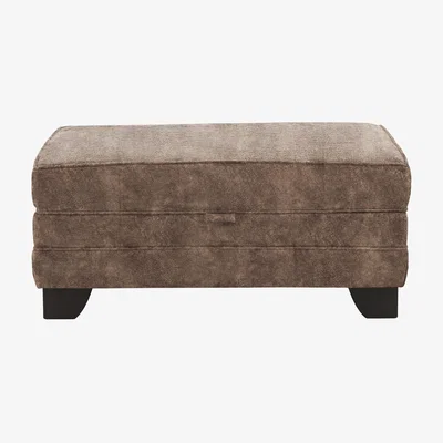 Furniture Village Mariah Fabric Storage Footstool - Dapple Chocolate