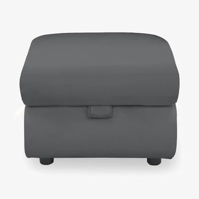 Furniture Village Panache Leather Storage Footstool - Granite