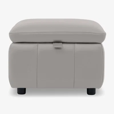Furniture Village Dolomite Leather Storage Footstool - Lead Grey