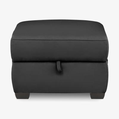 Furniture Village Brescia Leather Storage Footstool - Black
