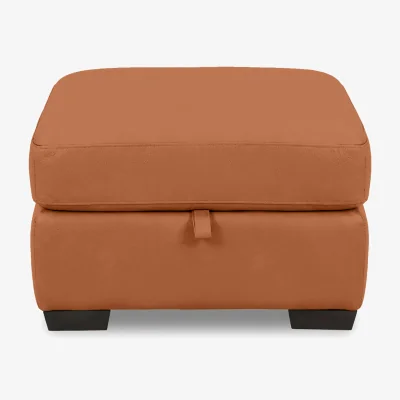 Furniture Village World of Leather - Saffron BV Leather Storage Footstool - Pecan Brown