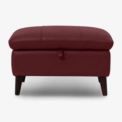 Furniture Village Winner Leather Storage Footstool - Ruby
