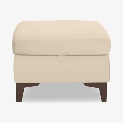 Furniture Village Zoom Leather Storage Footstool - Stone