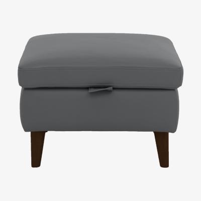 Furniture Village Morgan Leather Storage Footstool - Granite