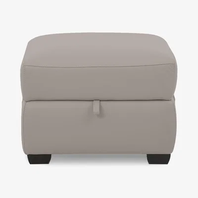 Furniture Village Comfort Story - Chill BV Leather Storage Footstool - Silver Grey
