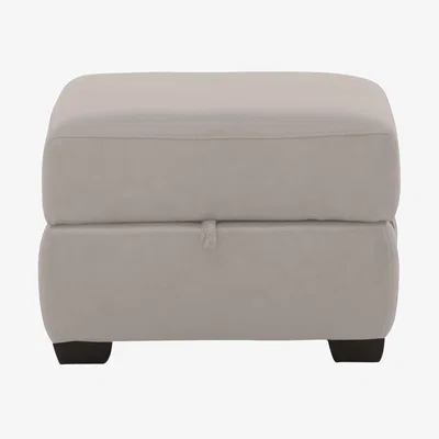 Furniture Village World of Leather - Hollywood BV Leather Storage Footstool - Silver Grey