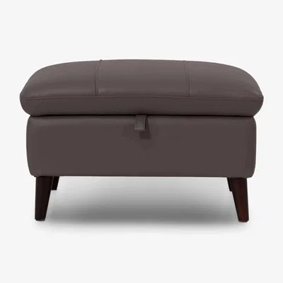 Furniture Village Winner Leather Storage Footstool - Storm
