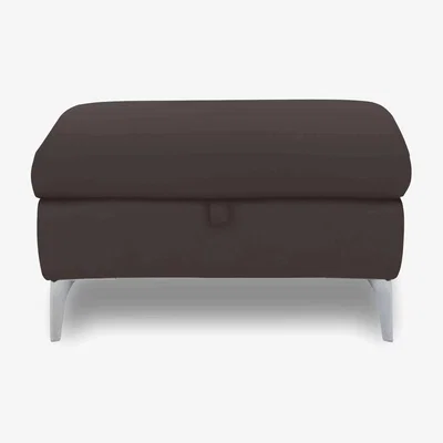 Furniture Village Vino Leather Storage Footstool - Storm
