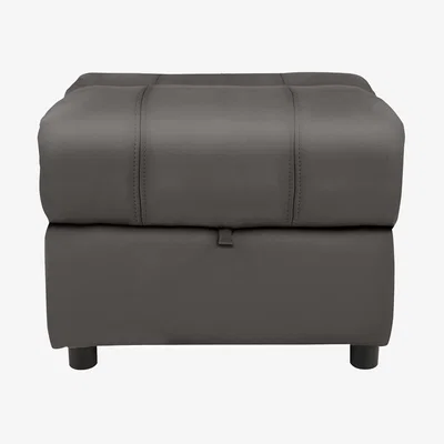 Furniture Village Moreno NC Leather Storage Footstool - Charcoal Grey