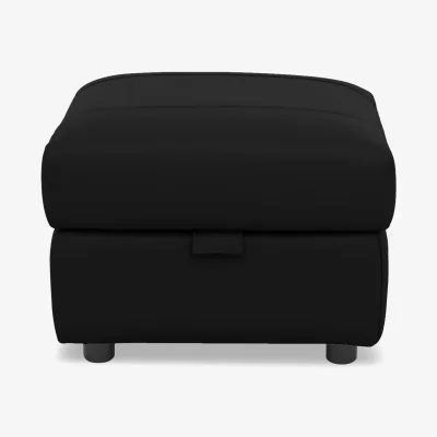 Furniture Village Raven Leather Storage Footstool - Jet Black Cat - Living Room Furniture - In Time for Christmas