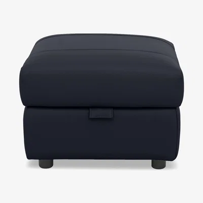 Furniture Village Raven Leather Storage Footstool - Montana Navy