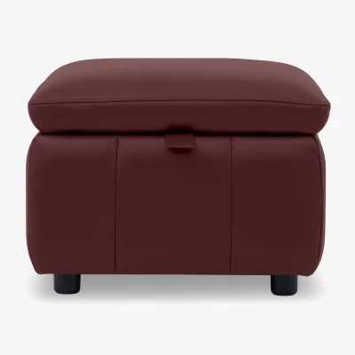 Furniture Village Dolomite Leather Storage Footstool - Montana Ruby