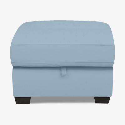Furniture Village Parma Leather Storage Footstool - Pearl Blue