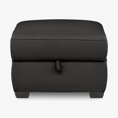 Furniture Village Brescia Leather Storage Footstool - Shale Grey