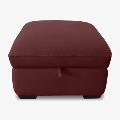Furniture Village World of Leather - Restore Leather Storage Footstool - Deep Red