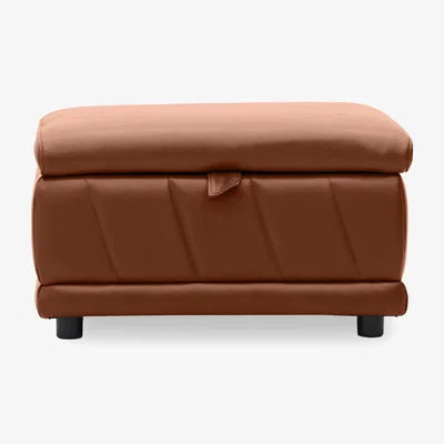 Furniture Village Genius Leather Storage Footstool - Montana Butterscotch