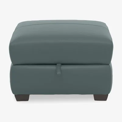 Furniture Village Flex NC Leather Storage Footstool - NC Lake Green
