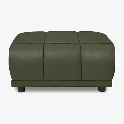 Furniture Village Cube Leather Large Footstool - Oslo Pine