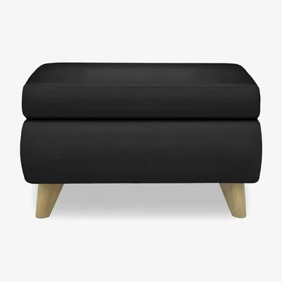 Furniture Village Malmo Leather Coffee Table Storage Footstool - Black