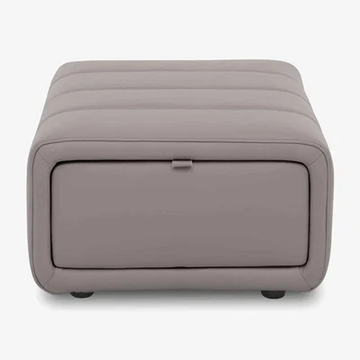 Furniture Village Elphaba Leather Storage Footstool - New Grey