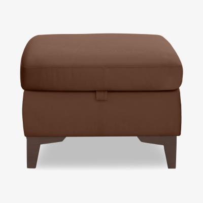 Furniture Village Zoom Leather Storage Footstool - Roast