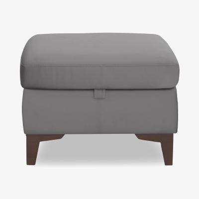 Furniture Village Zoom Leather Storage Footstool - Natural Ash