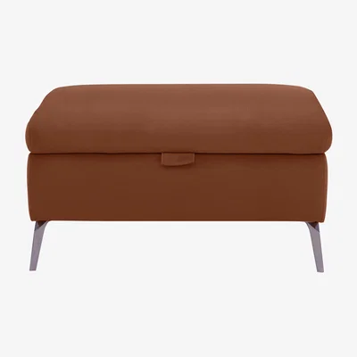Furniture Village Jude Leather Storage Footstool - Montana Butterscotch