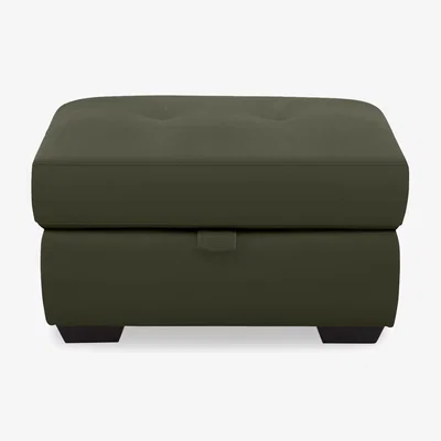 Furniture Village Dinky Leather Large Storage Footstool - Oslo Pine