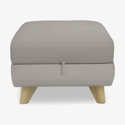 Furniture Village Malmo BV Leather Storage Footstool - Silver Grey