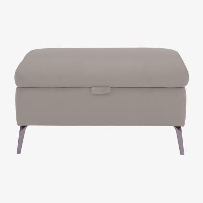 Furniture Village Jude Leather Storage Footstool - Lead Grey