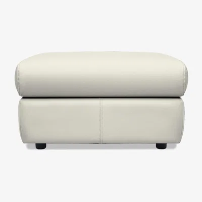 Furniture Village G Plan - Wren Leather Storage Footstool - Oxford Light Grey