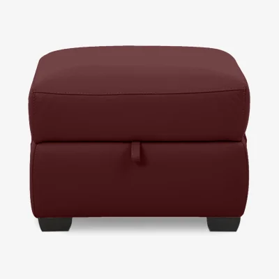 Furniture Village Comfort Story - Chill BV Leather Storage Footstool - BV Deep Red