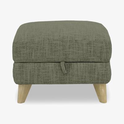 Furniture Village Malmo Fabric Storage Footstool - Olive Green