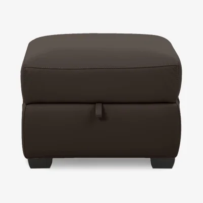 Furniture Village Comfort Story - Chill BV Leather Storage Footstool - Dark Chocolate