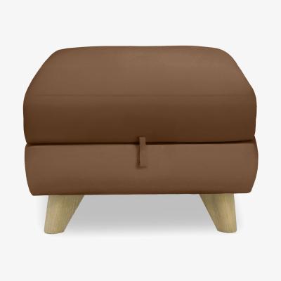 Furniture Village Malmo Leather Storage Footstool - Pecan