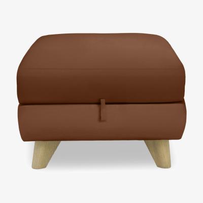 Furniture Village Malmo Leather Storage Footstool - Warm Brown