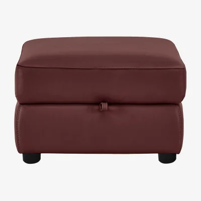 Furniture Village World of Leather - Echo BV Leather Storage Footstool - BV Deep Red