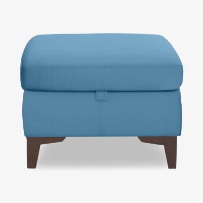 Furniture Village Zoom Leather Storage Footstool - Blu