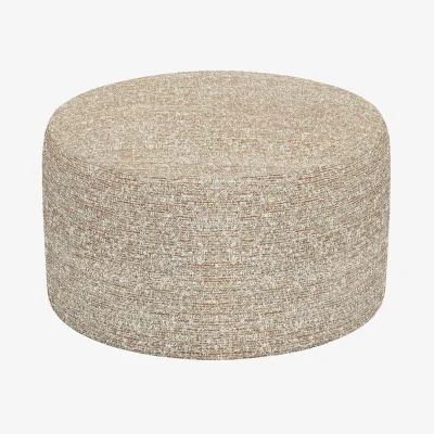 Furniture Village G Plan - Large Round Fabric Footstool - Kampala Beige