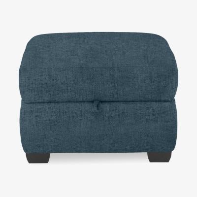 Furniture Village Springer Fabric Storage Footstool - Sapphire