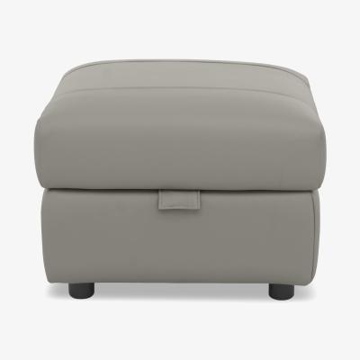 Furniture Village Raven Leather Storage Footstool - New Grey