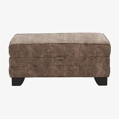 Furniture Village Ariana Fabric Storage Footstool - Dapple Chocolate