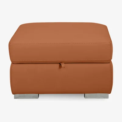 Furniture Village World of Leather - Edison Leather Storage Footstool - Pecan