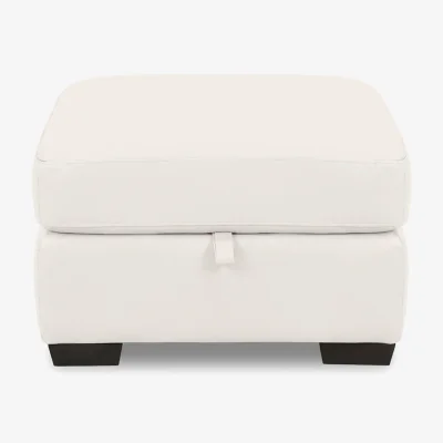 Furniture Village World of Leather - Saffron BV Leather Storage Footstool - BV Star White